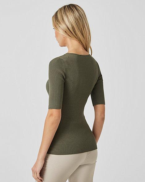 Tweed Henley Neck Sweater