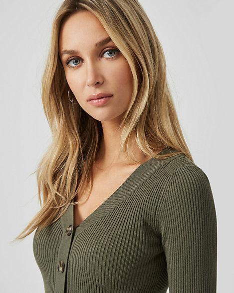 Tweed Henley Neck Sweater