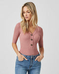 Tweed Henley Neck Sweater